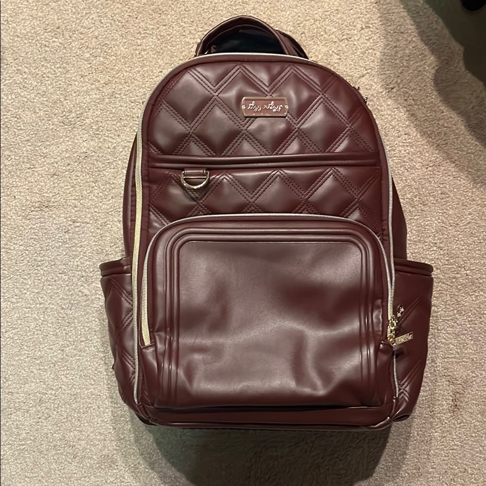 Itzy Ritzy Burgundy Quilted Leather Backpack
